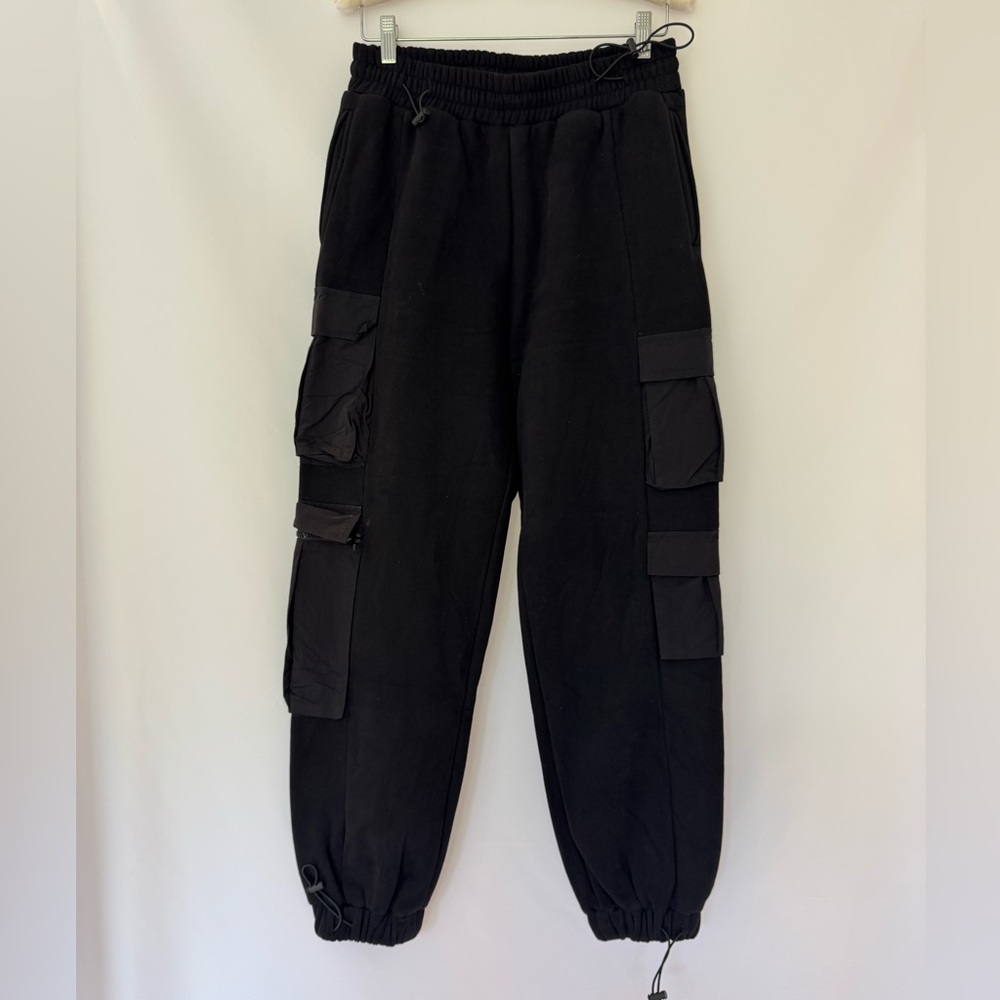 Danielle Guizio Black Track Joggers with Elastic Cuffs
